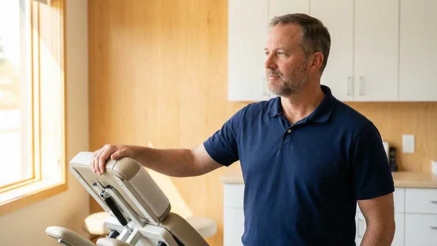 Chiropractor standing alone in bright treatment room
