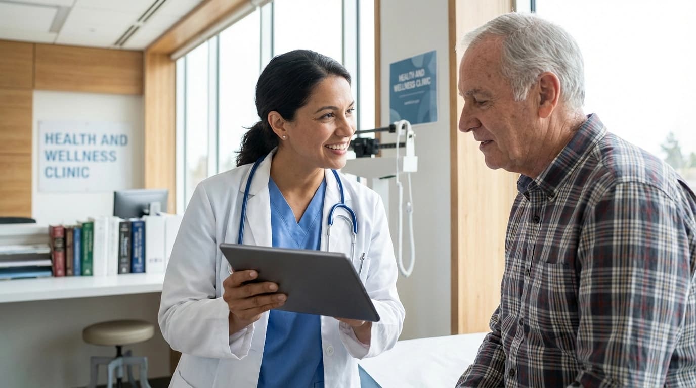 Healthcare professional helping a patient