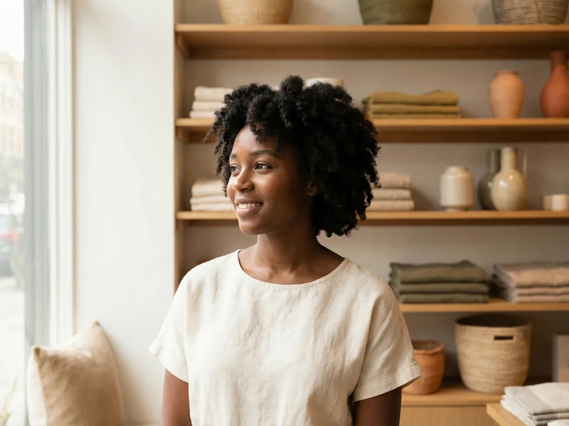 Small business owner in her bright modern shop