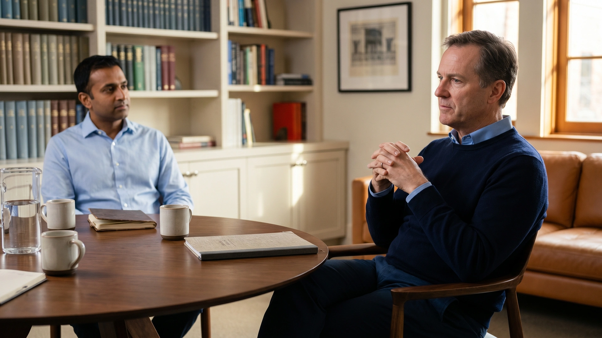 Physician partners at meeting table — medical-practice life insurance buy-sell agreement conversation